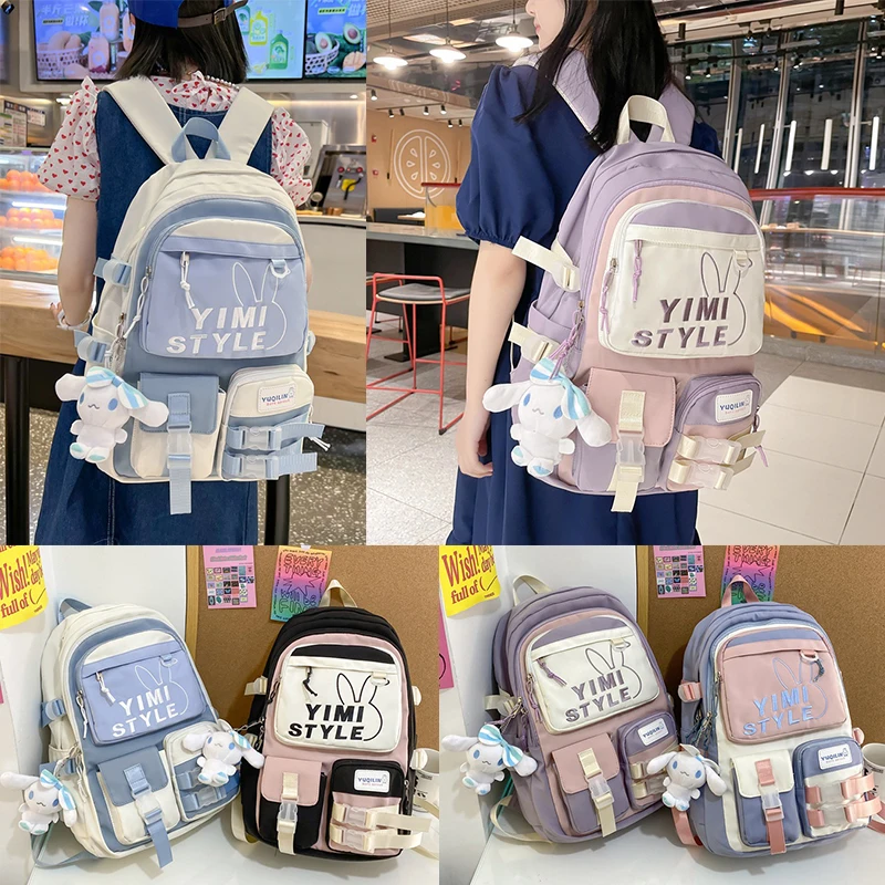 

Kawaii Kuromi My Melody Cinnamoroll Women Backpack Female Travel Bag Backpacks Schoolbag Sanrios Anime Cute Backpack Girl Gift