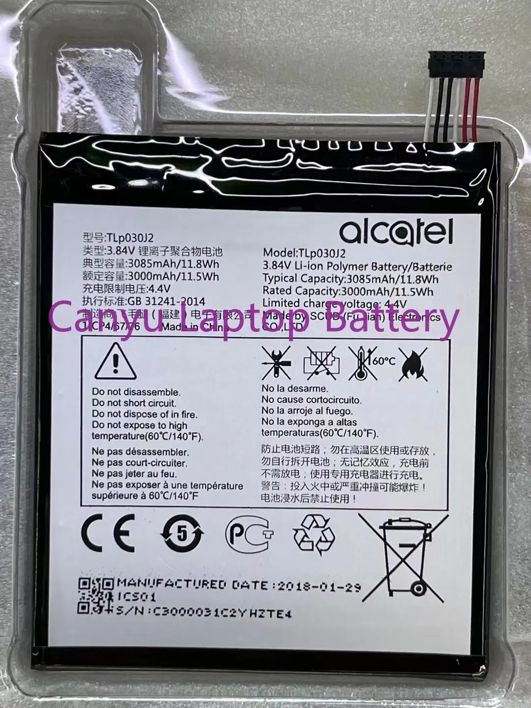 

Для нового аккумулятора 3000 мАч для смартфона ALCATEL TLp030J2 TLp030JC 9008D TIM XL 2018 A3A XL 4G