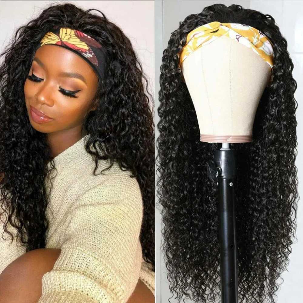

Long Highlight Headband Wig Ombre Curly Wig Synthetic Wigs with Headband Honey Blonde Wigs Deep Wave Heat Resistant Fiber Daily
