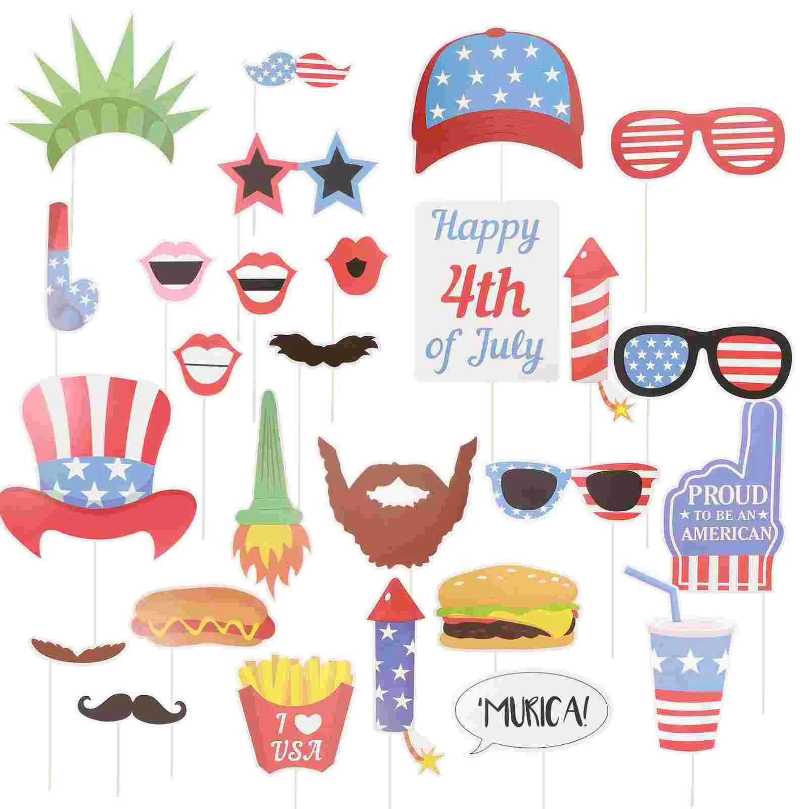 

Photo Props Day Booth Independence July Patriotic 4Th Party Decoration Memorial American Fourth Favors Supplies Accessories