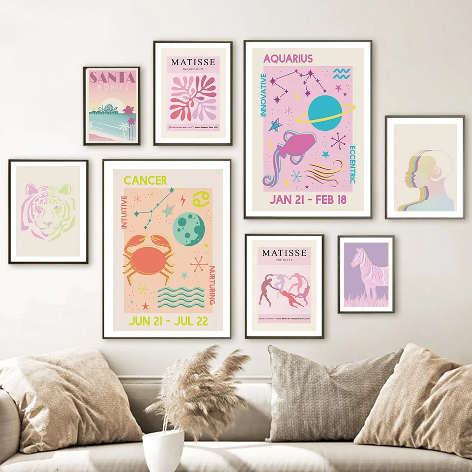 

Abstract Matisse Girl Tiger Zebra Cocktai Nordic Posters And Prints Wall Art Canvas Painting Wall Pictures For Living Room Decor