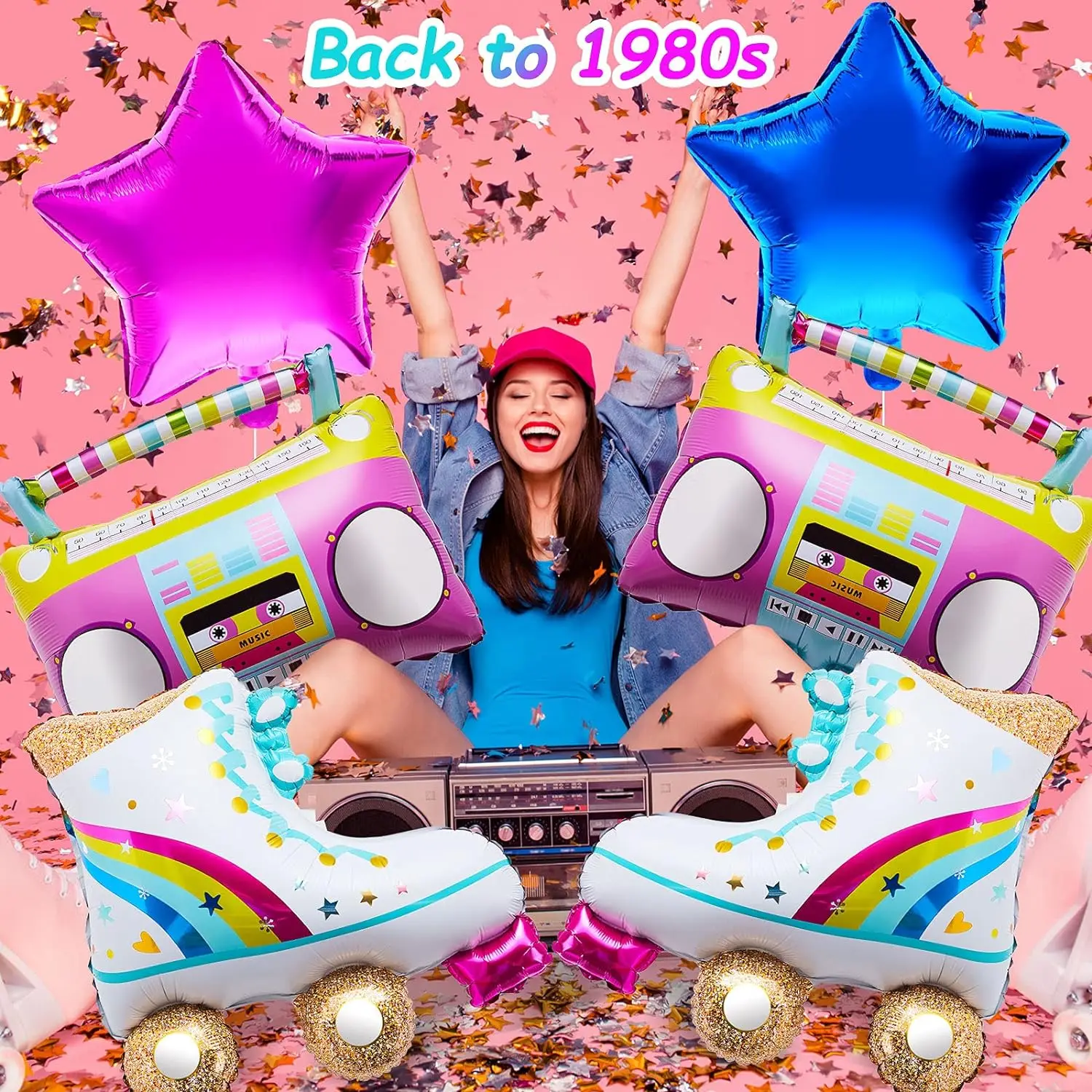 4 шт. 2 ледяных конька и цветных алюминиевых фотообои с тематикой Ретро хип-хоп