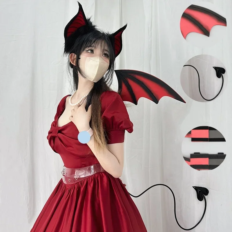 Новая имитация плюшевых пушистых ушей летучей мыши ручной работы дьявол милая