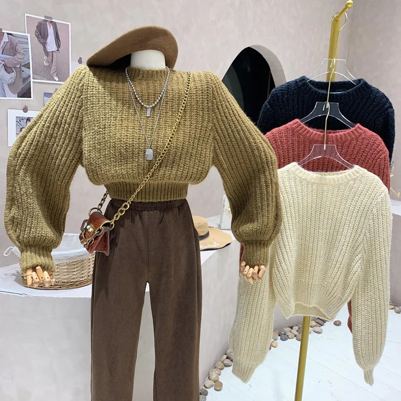 

New Women's Clothing 2022 Autumn Gentle Round Neck Pullover Thickened Loose Knit Loose Sweater knit shirt top