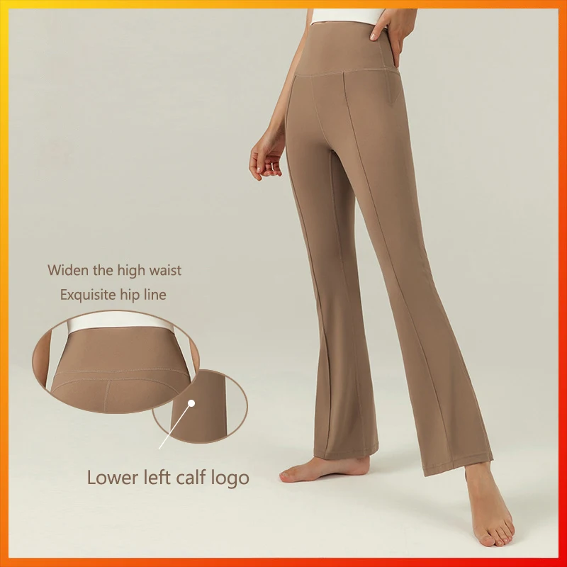 

New Women's High-waisted Yoga Pant With Logo Loose Stretch Fitness Pants Gym Casual Flared Leggings Dance Pants