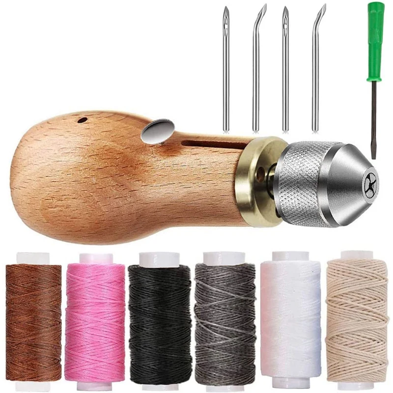 

BMBY-12 Sewing Awl Kit, Leather Sewing Awl Stitching Tool Handheld Sewing Awl With Needles For DIY Leather Craft Supplies