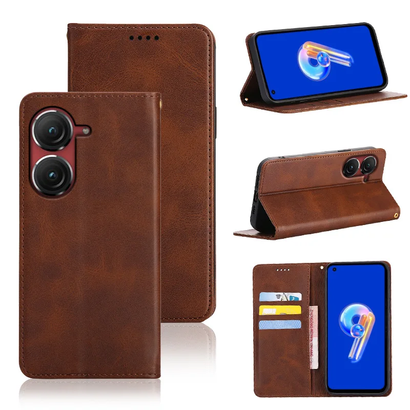 

For Asus ZenFone 9 Case,PU Material Flip cover wallet case built-in Phone Holder bussiness style