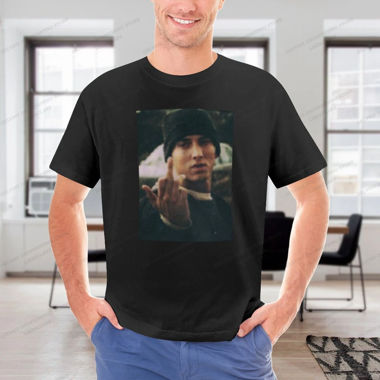 

Футболка Eminem Мужская/женская оверсайз, модный топ из хлопка, топ в стиле рэпера, летняя