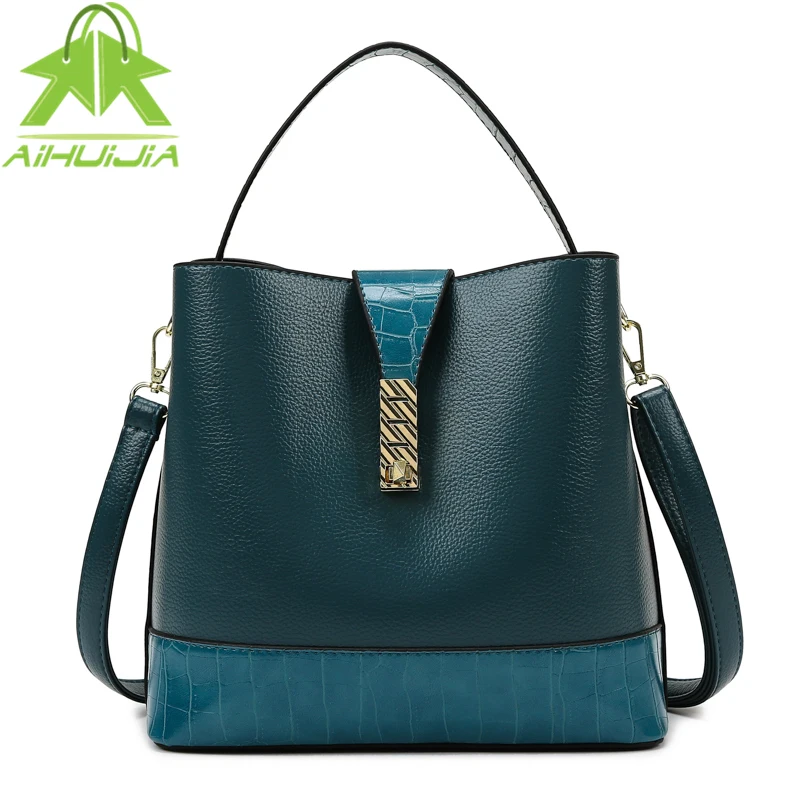 

High Quality Women's Soft Pu Leather Shoulder Crossbody Bag 2022 New High Capacity Bucket Bag Luxury Designer Ladies Handbags