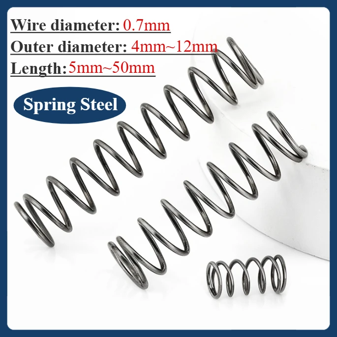 

Пружинные стальные пружины 10 шт., диаметр 0,7 мм, наружный диаметр 4-12 мм, длина 5-50 мм