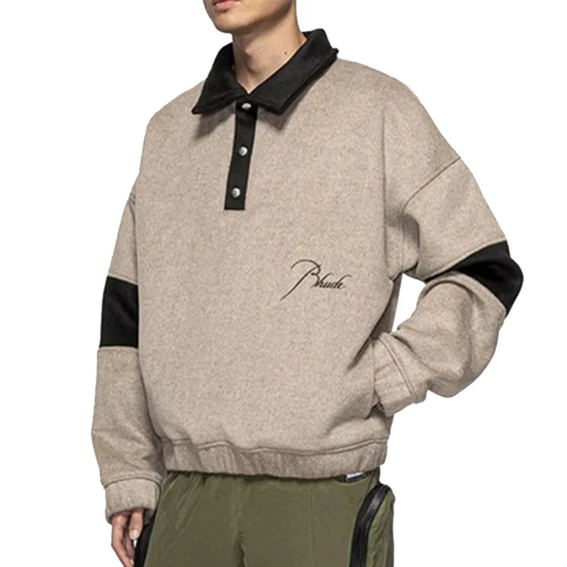 

Zippered Bread Jackets RHUDE Wool Jacket Parkas Men Women Embroidery Vintage Male Clothes