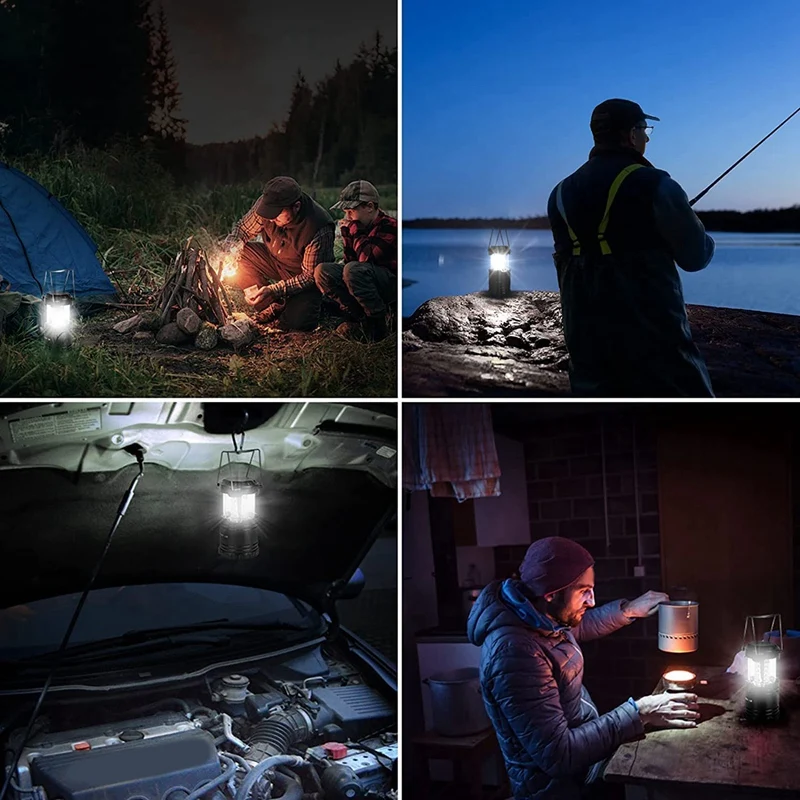 Кемпинговая лампа с COB матрицей 2 упаковки складной крючок водонепроницаемая на