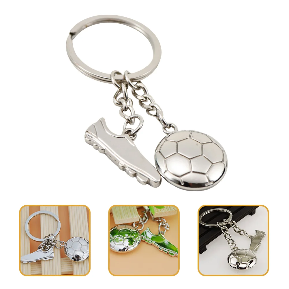 

2 Pcs Decorate Football Keychain Campus Friendship Keyring Keyrings Present Zinc Alloy Chic Pendant