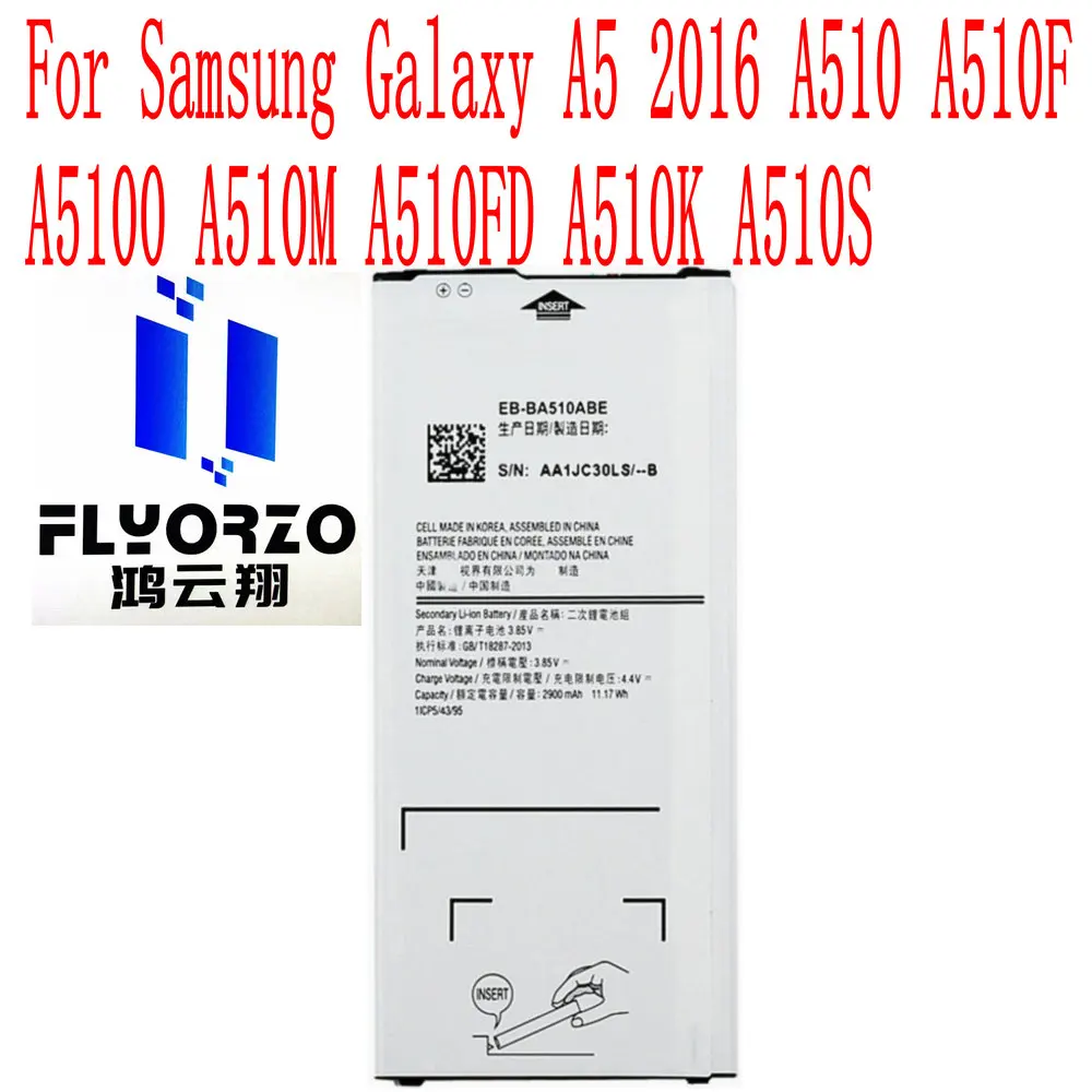 

High Quality 2900mAh EB-BA510ABE Battery For Samsung Galaxy A5 2016 A510 A510F A5100 A510M A510FD A510K A510S Mobile Phone