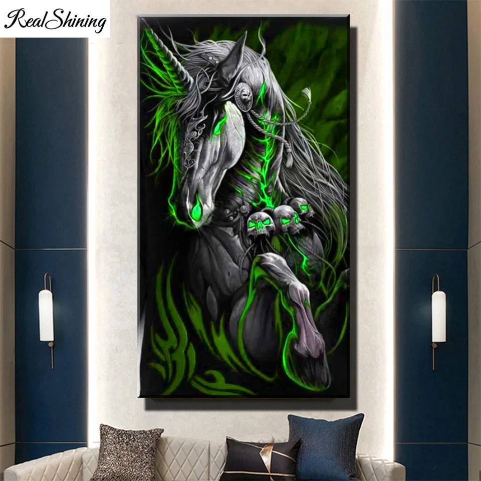 

Mythical Unicorn Gothic Skull 5D DIY,Diamond Painting mosaic Full drill Sakura Horse diamond Embroidery diamond stitch T1769