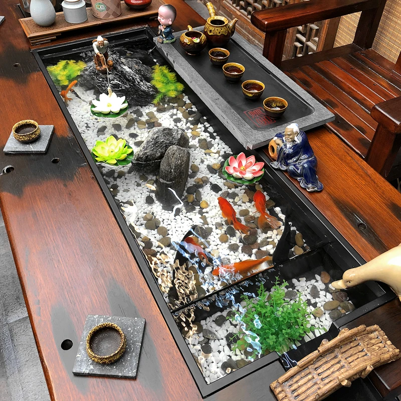 

Деревянный новый китайский чайный столик на заказ с изображением старого корабля, чайный столик из массива дерева для чайной церемонии, чайный столик и стул, комбинация