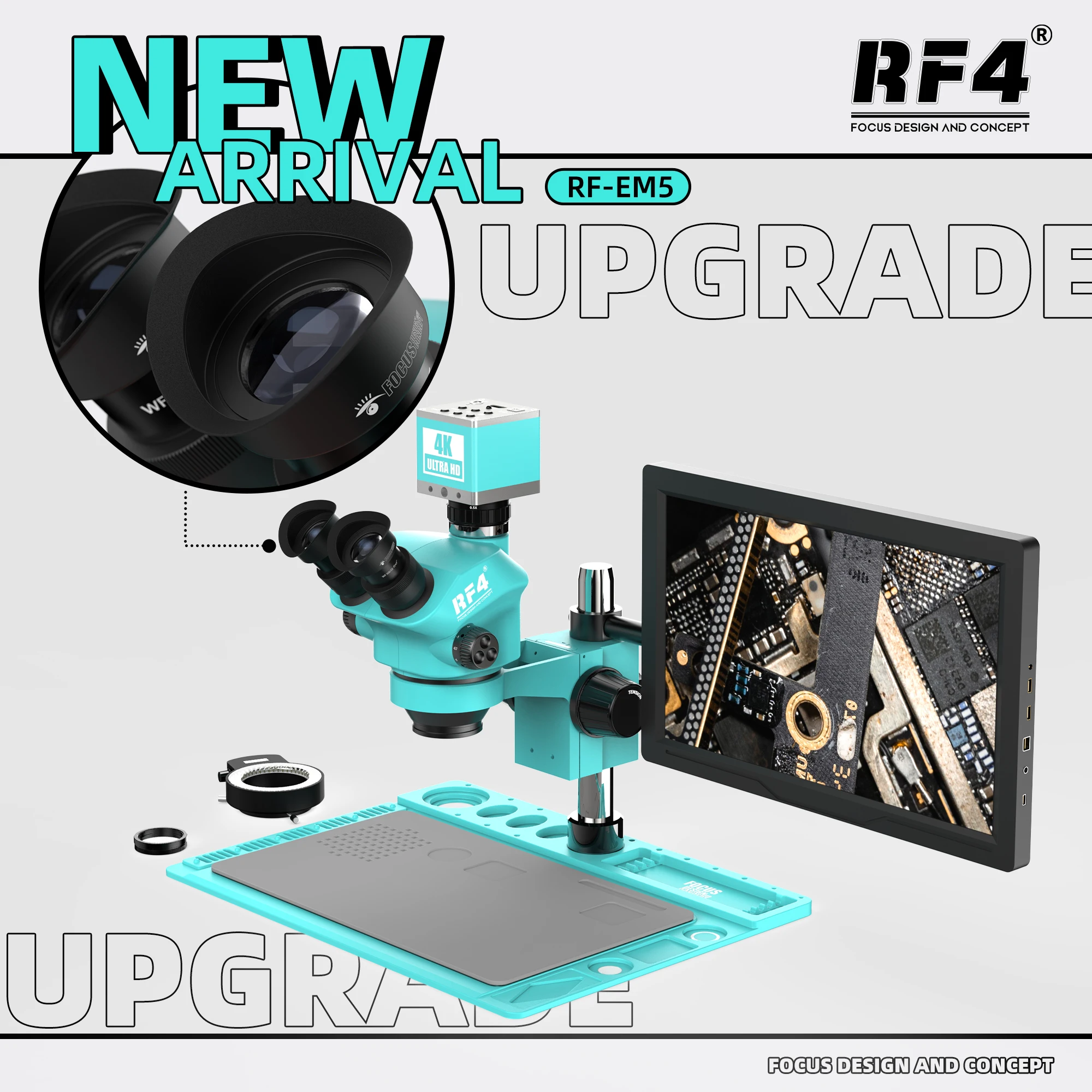Фото RF7050TVD2-4KC1-M156 HDMI 4K камера 15,6-дюймовый 4K HD дисплей ремонт экрана IC процессор телефон оптический зум триокулярный микроскоп №3