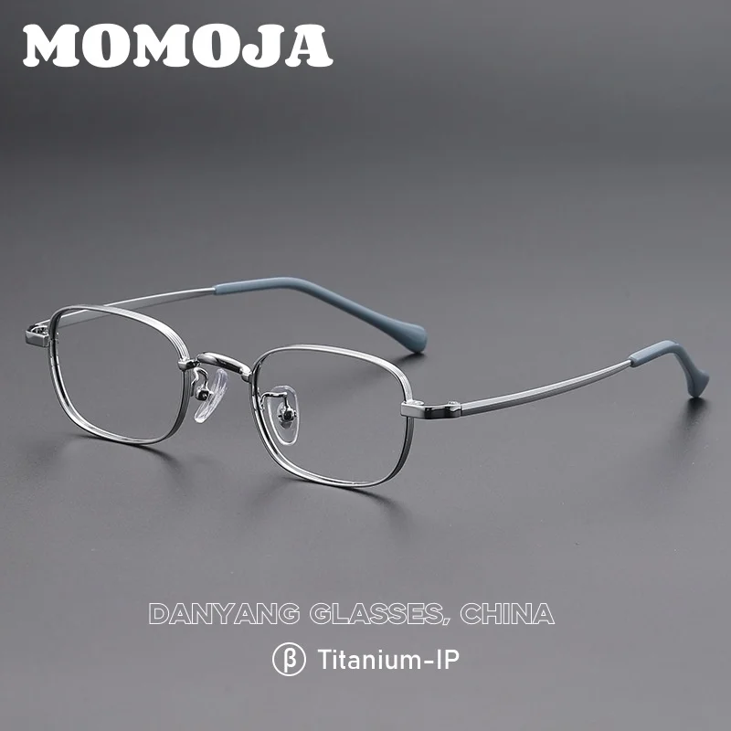 Фото MOMOJA модные новые маленькие очки из титанового сплава, ретро оптические очки в оправе для мужчин и женщин, очки для близорукости по рецепту 835 №1