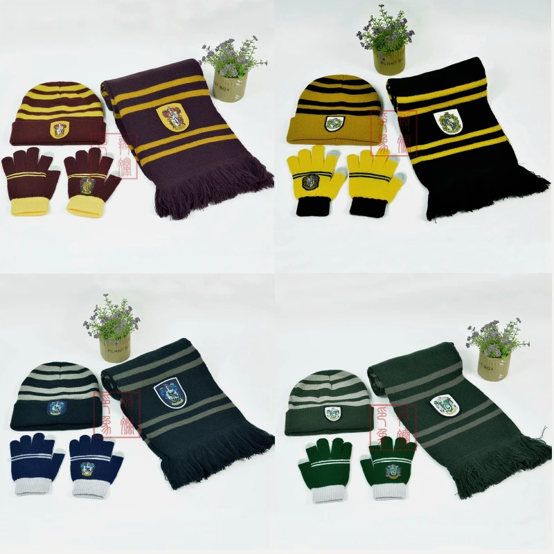 

3pcs/set Harry Potter Scarf Gloves Hat Cosplay Costume Magic School Scarf Kid Women Men Child Adult Magic Academy Prop Toy Gift