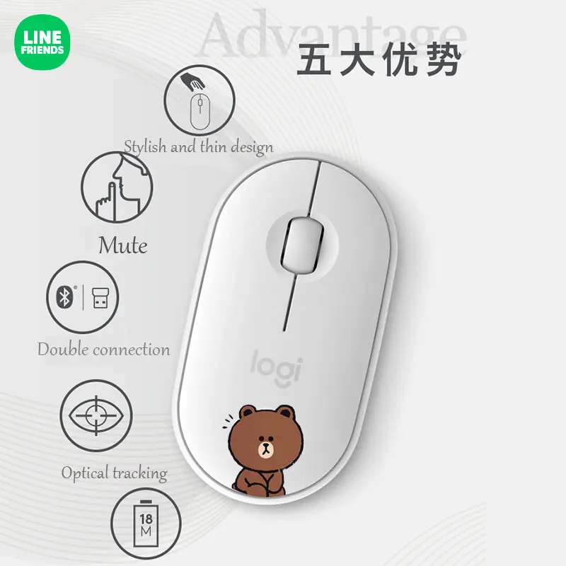 

Милая Линия Друзья Мультфильм беспроводная Bluetooth мышь Bf серия аниме коричневый Соколиная девушка бизнес-мышь портативная мини мышь Девушки...