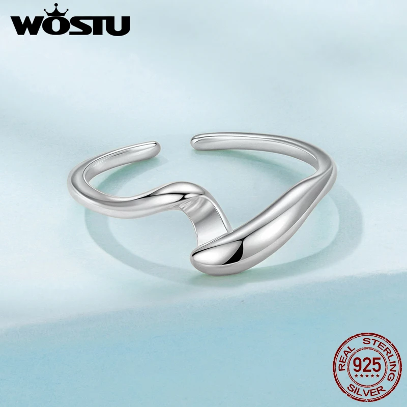 WOSTU кольцо из стерлингового серебра 925 пробы 2 в 1 простые линии золотого