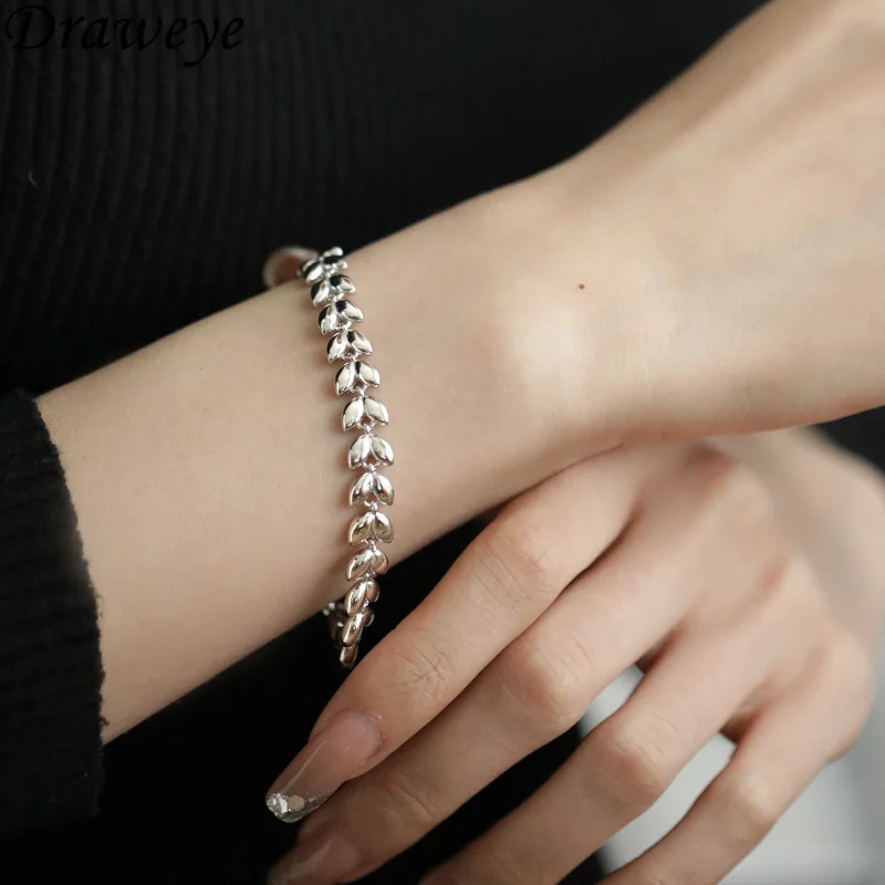 

Draweye Ins Korean Fashion Bracelet for Women Geometric Plant Vintage Simple Jewelry Elegant Hiphop Punk Style Pulseras Mujer