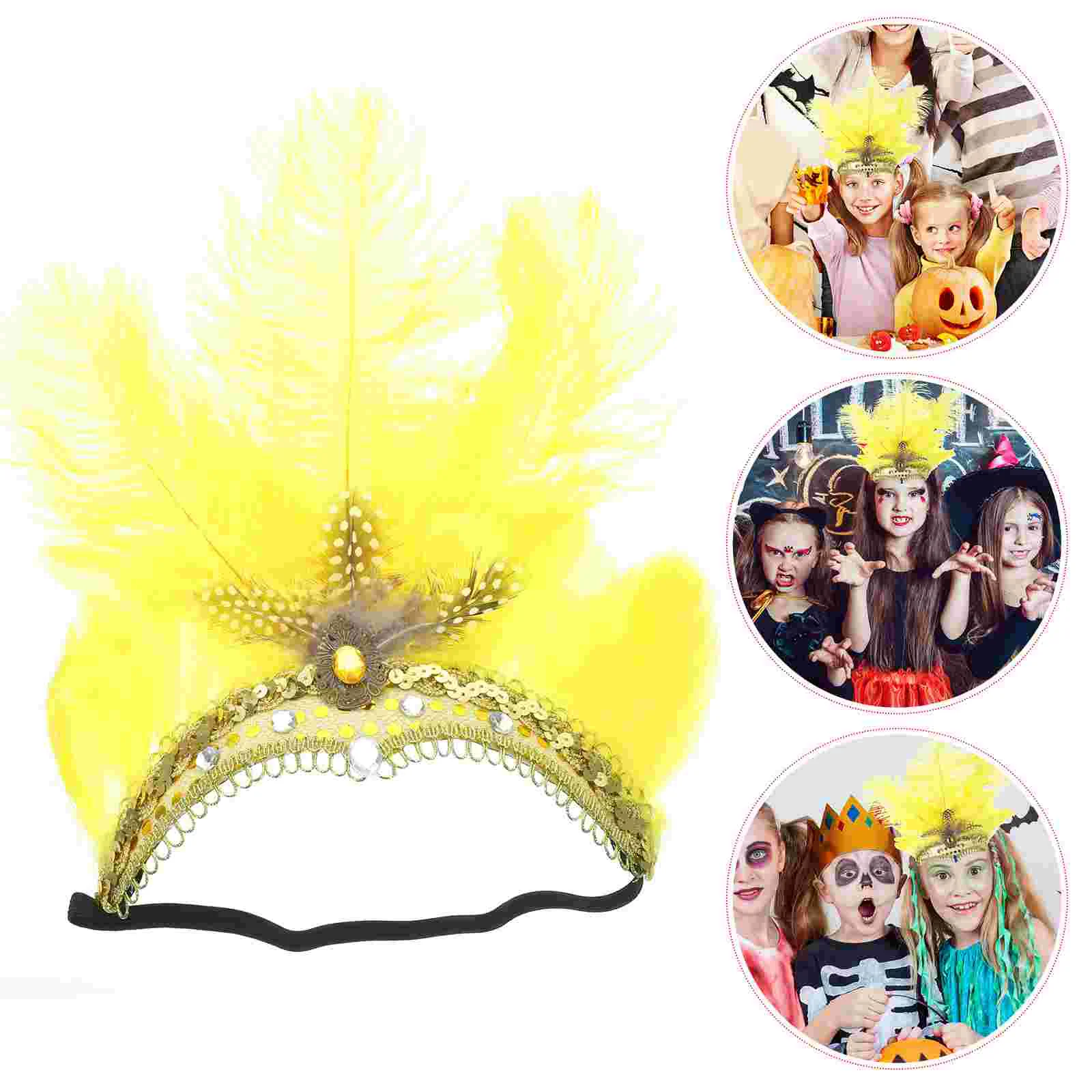 

Party Fascinator Headpiece Carnival Headband Make Women Plumage Diamond Decorative Women's