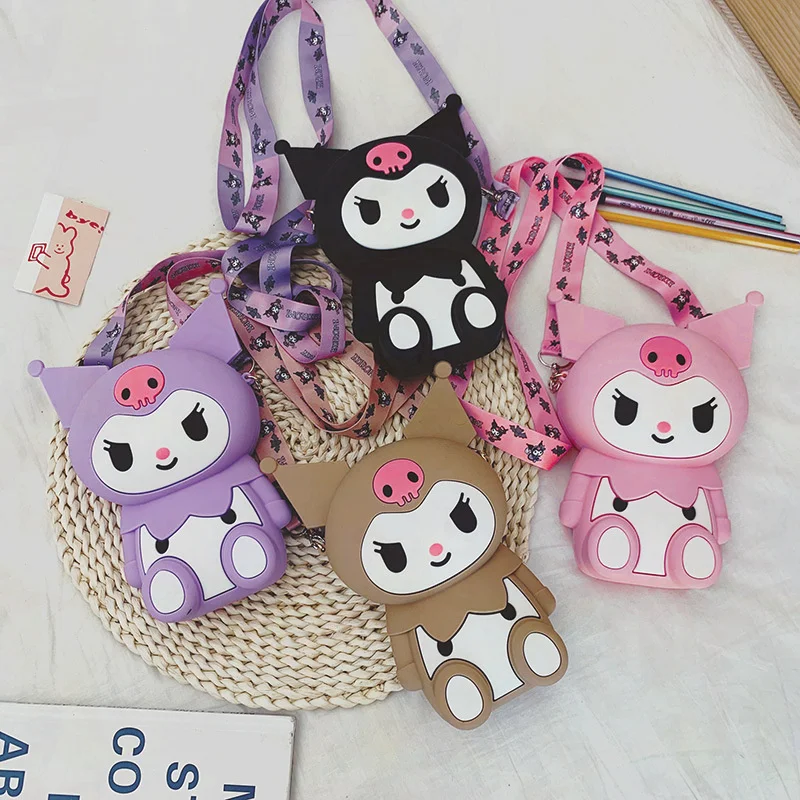 

Kawaii Childrens Silicone Small Bag Sanrio MyMelody Kuromi Cartoon Cute Fashion Girl Shoulder Bag Childrens Birthday Gift