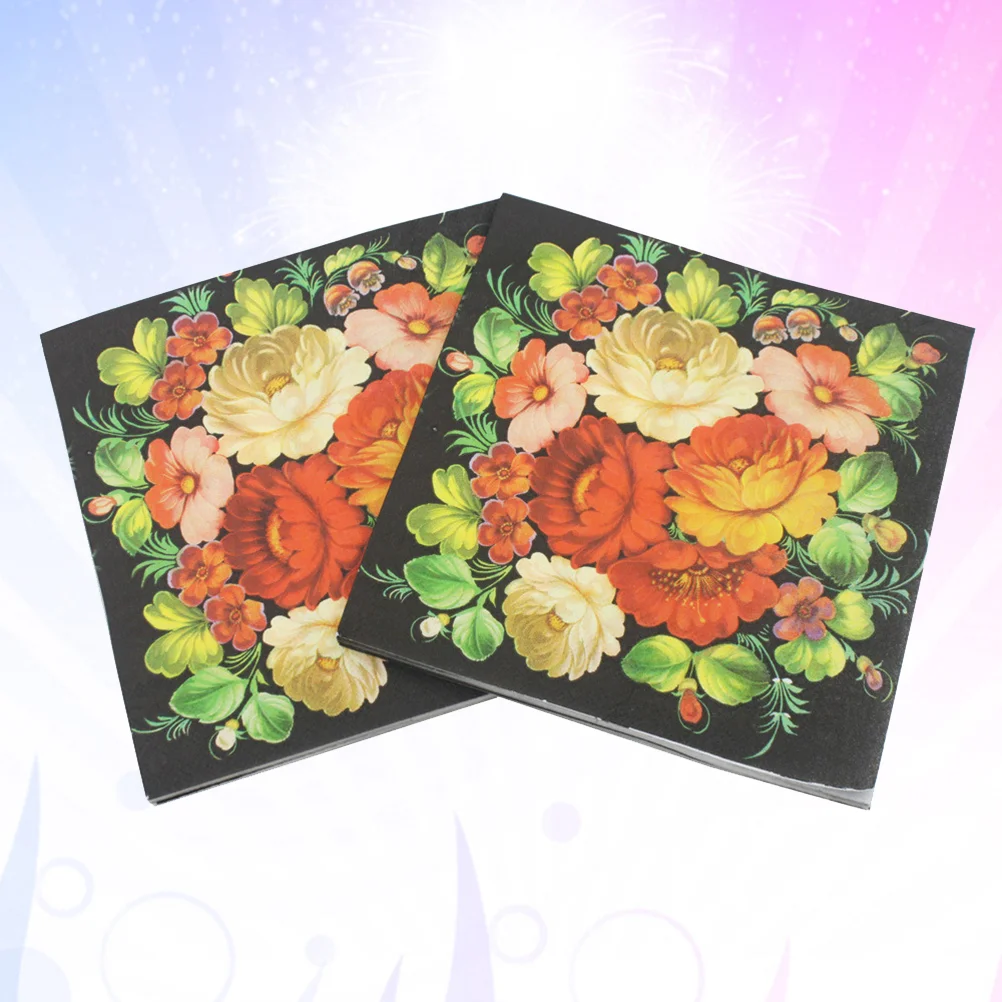 

20PCS Color Printed Camellia Facial Tissues Party Paper Camellia Printed Napkin Paper