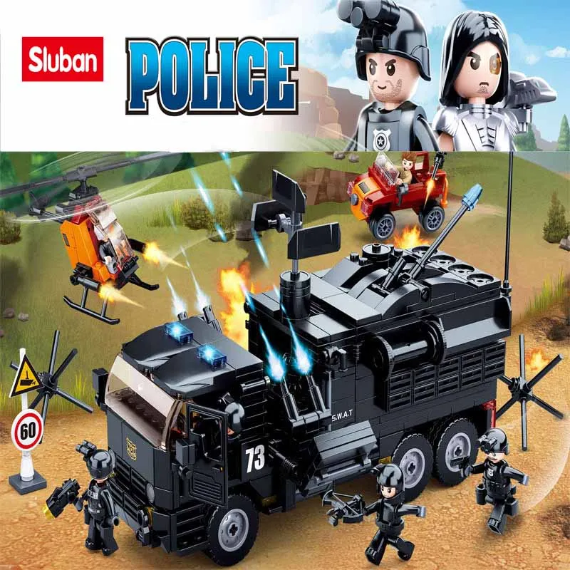 

Sluban Building Block Toys City Police B0773 Command Truck 759PCS Bricks Police Lorry Compatbile With Leading Brands