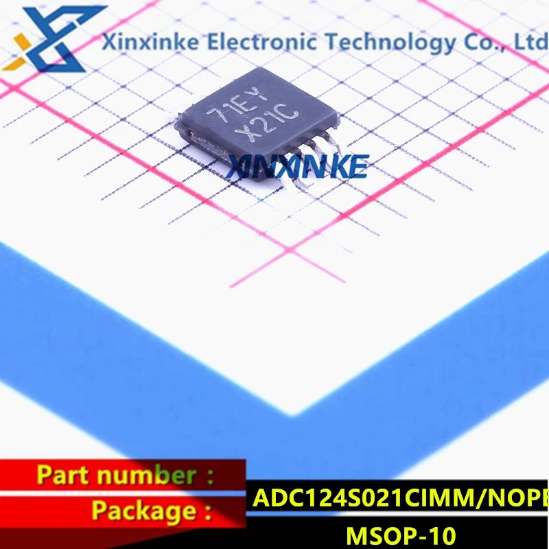 ADC124S021CIMM/NOPB X21C MSOP-10 Аналоговые Цифровые преобразователи-ADC 4CH,50KSPS-200KSPS 12B ADC преобразователь данных ICs
