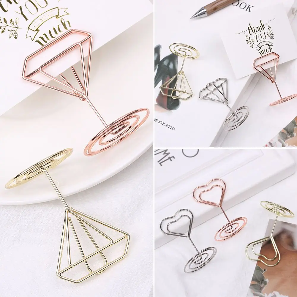 

Heart Shape Desktop Decoration Paper Clamp Wedding Supplies Clamps Stand Table Numbers Holder Photos Clips Place Card
