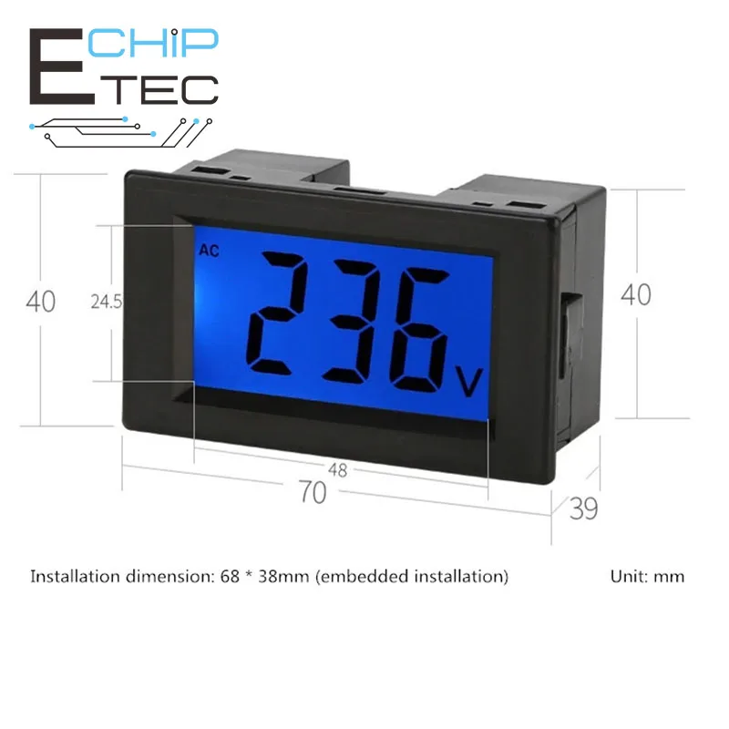 

Free Shipping D85-120 2 Wires AC 80-500V Voltmeter LCD Digital Display AC Voltage Meter Volt Instrument Tools