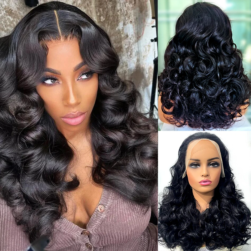 Фото Парик из натуральных волос 15A Super Double Drawn, с эффектом Loose Body Wave, 13x4, с кружевной передней частью, плотность 250%, черные вьетнамские волосы, парик с объемными кудрями Bouncy Curl Wave №4
