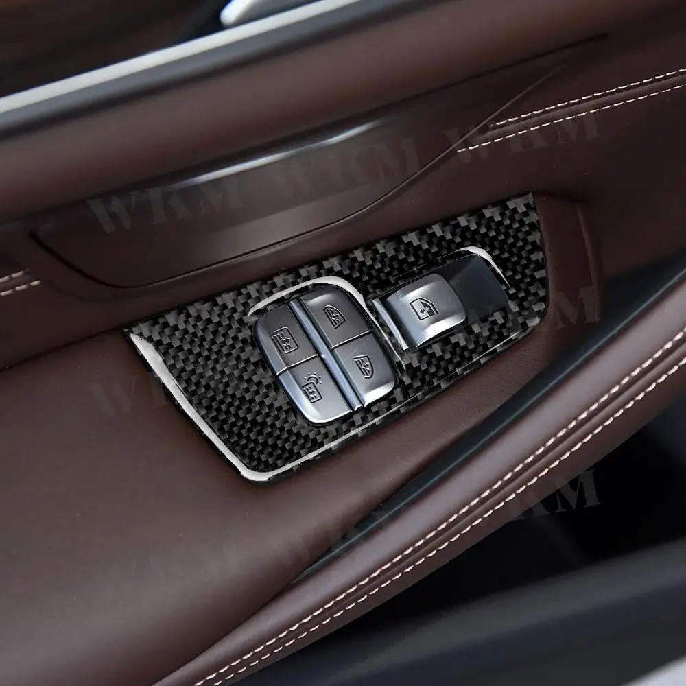 

Carbon Fiber Interior Trim Window Lifter Switch Buttons Decorative Frame Cover Stickers For BMW 5 Series G30