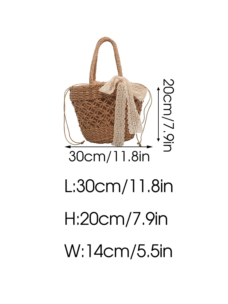 Casual Straw Woven Women's Shoulder Bag Large Capacity Wicker Knitted Handbags Female Bohemian Summer Beach Shopper Tote Purse