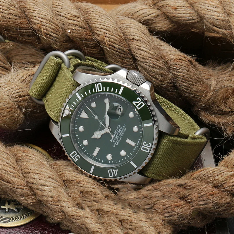 20 22 24 26mm men' Cotton canvas bracelet For any brand ZULU Fabric Military watchband watch Climbing Sports wristband straps