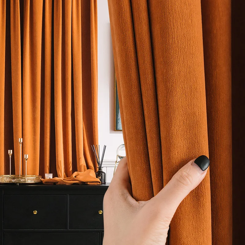 

Baby Velvet Plain Curtain Fabric Chenille Blackout Curtain Living Room Bedroom Study Hotel Engineering Fabric Curtain Ycy