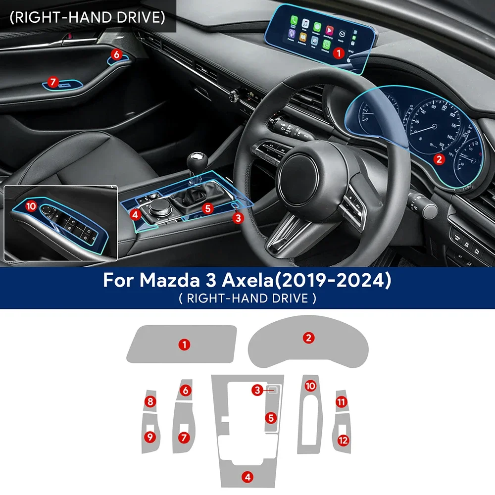 

Внутренняя пленка для Mazda 3 Axela 2019-2024, центральная консоль автомобиля, навигационный экран, прозрачная защитная пленка из ТПУ, защита от царапин