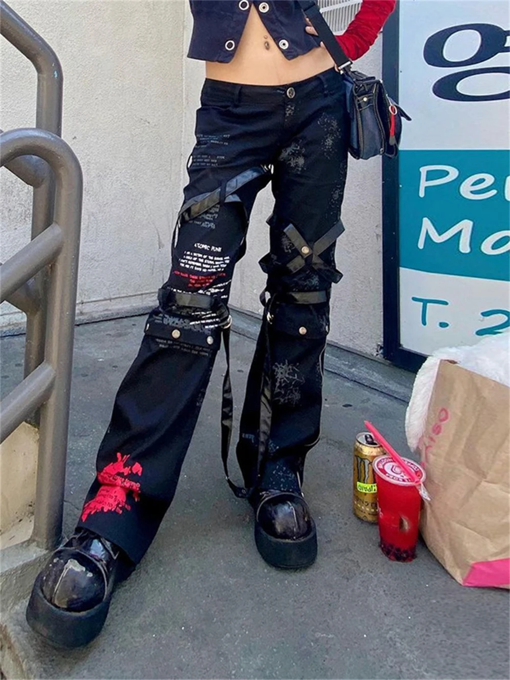 Fairy Grunge Свободные брюки для женщин Женская Мода Повседневная уличная одежда