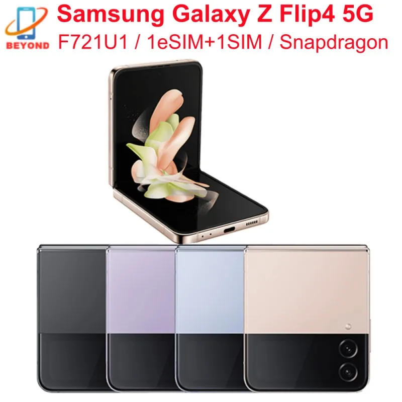 

Samsung Galaxy Z Flip 4 Z Flip4 5G F721U1 6.7" 8GB RAM 128/256GB ROM NFC Snapdragon Foldable Original 95% New Cell Phone
