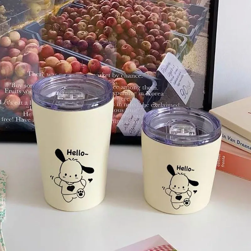 

360ML Kawaii Sanrio Thermos Cup Cartoon Cute Pochacco Coffee Cup Creative Frosted Student Water Cup Gift for Girls