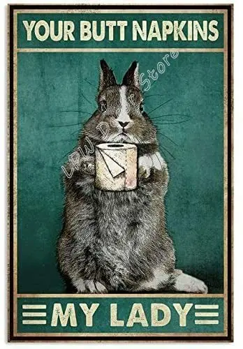 

Rabbit Vintage Metal Tin Signs Plaque Wall Decor Bar Club Novelty Funny Toilet Paper Retro Parlor Posters Cafe Store 8x12 Inch