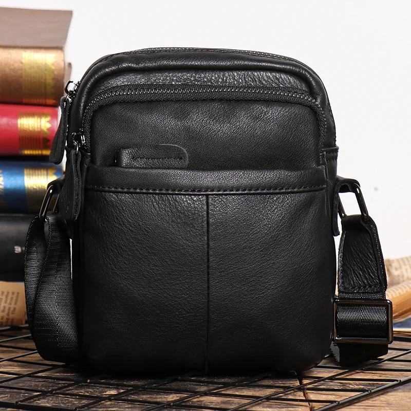 

New Multifunctional Leather Shoulder Bag Men's Simple Mini All-Match Pocket Solid Color Soft Leather Mobile Wallet Leathfocus