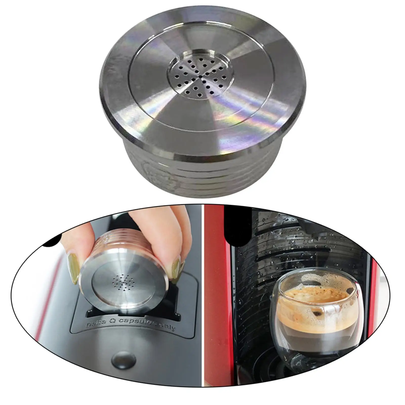 

Reusable Stainless Metal Coffee Capsule Filter Holder 20ml for Delta Q