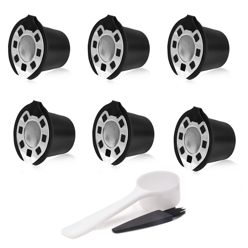 

Coffee Filters For Nespresso Stainless Steel Mech Refillable Coffee Capsule Pod Dripper Basket Cup Cafeteira Black 6PCS