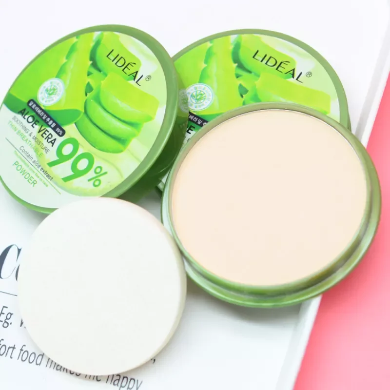 

Aloe Moisturizing Smooth Foundation Pressed Powder Makeup Concealer Pores Cover Face Whitening Brighten Powder