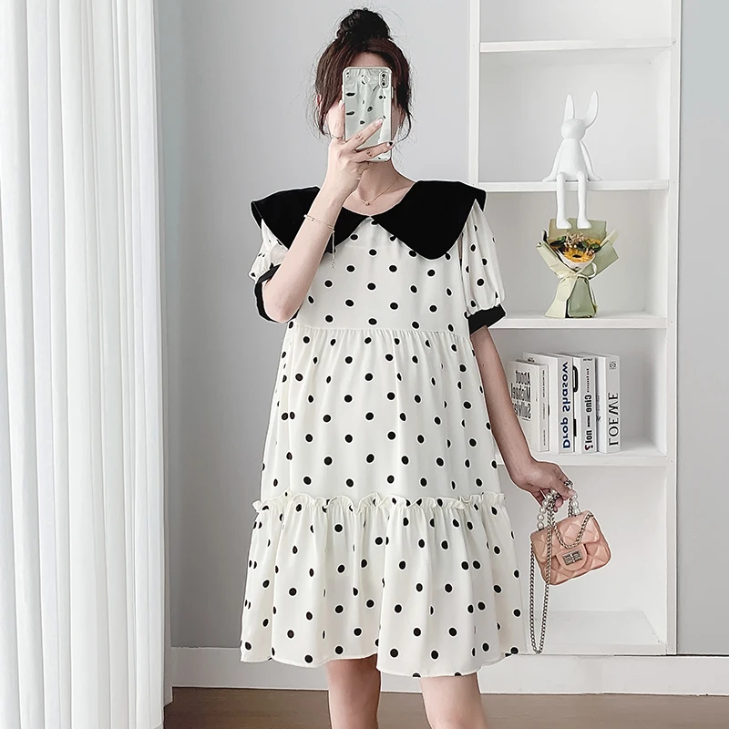 Летнее короткое платье для беременных в Корейском стиле цветное платье-трапеция