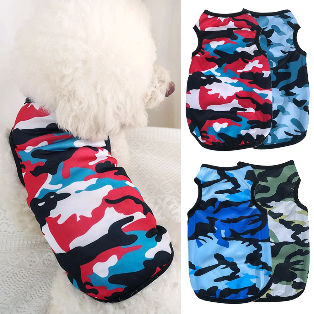 

Spring Summer Sun Protection Dog Clothes Camouflage Vest For Small Dogs Pet Puppy T Shirt Comfortable Pet Clothes Pet Supplies