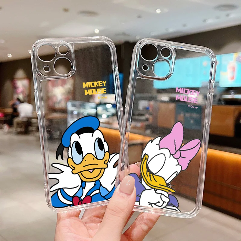 

Donald Duck and His Girlfriend Phone Case For Apple iPhone 5 6 7 8 X XR XS 11 12 13 14 Pro Max Mini Plus luxury Transparent Back